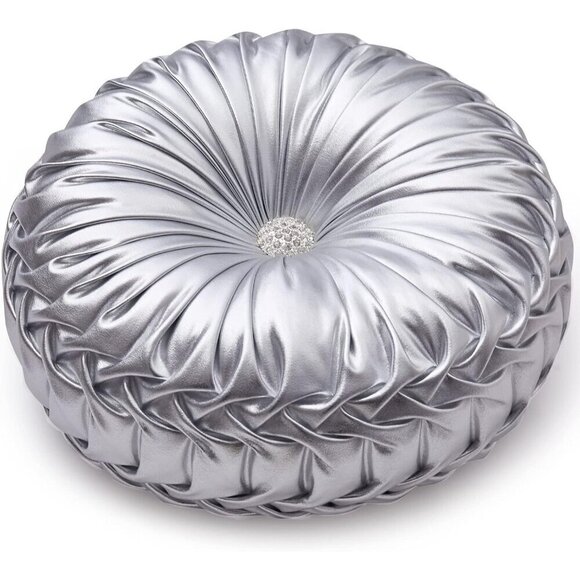 Pumpkin Handmade Metallic Throw Silver Modern Leather Decorative Pillowcases - Picture 1 of 6